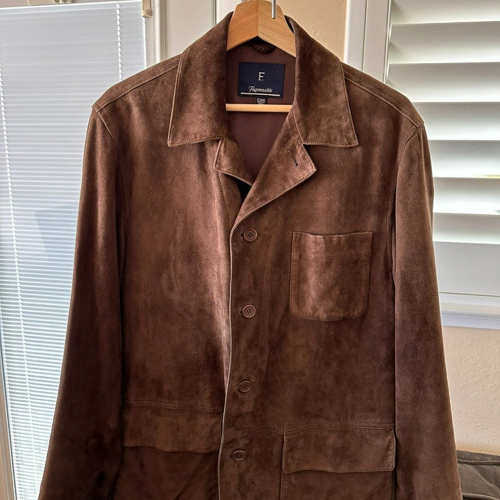Faconnable Men's Goatskin Suede Leather Jacket